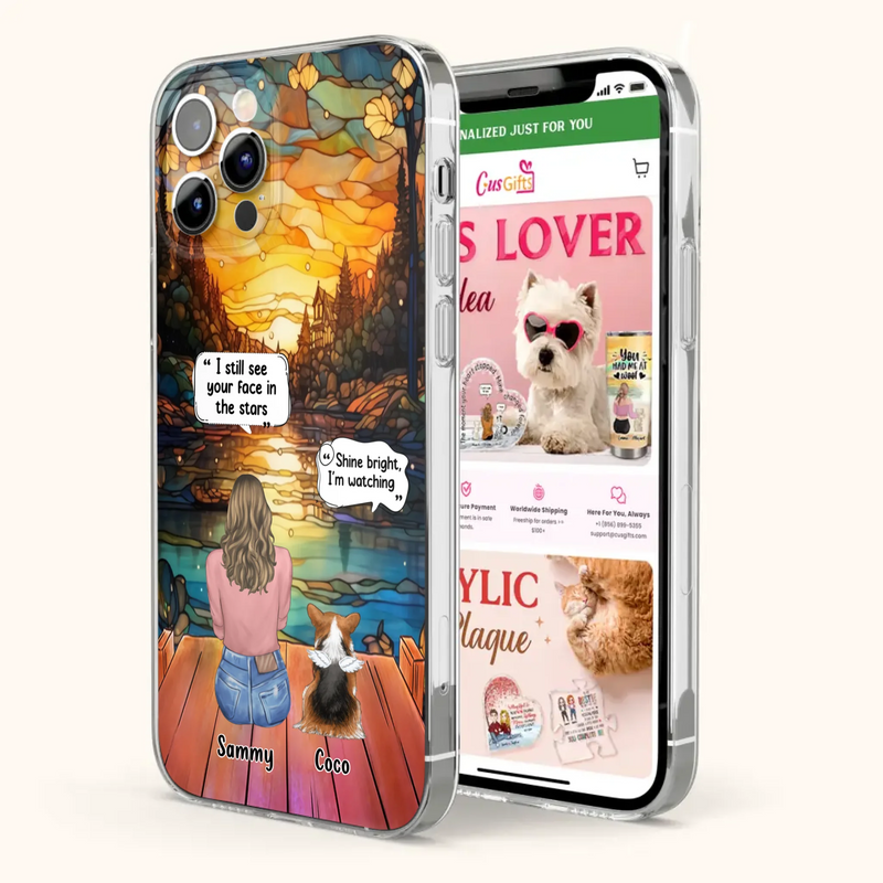 Personalized Memorial Pet Phone Case - Memorial Gift Idea For Dog/Cat/Rabbits Owners - I Still See Your Face In The Stars - Case For iPhone/Samsung