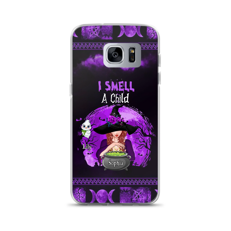 Custom Personalized Witch Phone Case - Upto 10 Children - Halloween Gift Idea for Family - I Smell Children - Case for iPhone/Samsung