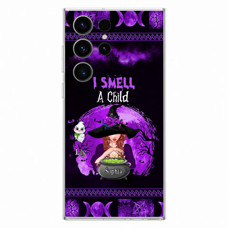 Custom Personalized Witch Phone Case - Upto 10 Children - Halloween Gift Idea for Family - I Smell Children - Case for iPhone/Samsung