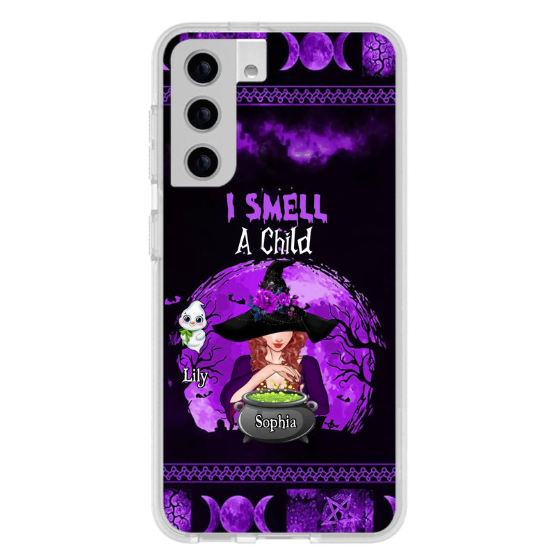 Custom Personalized Witch Phone Case - Upto 10 Children - Halloween Gift Idea for Family - I Smell Children - Case for iPhone/Samsung