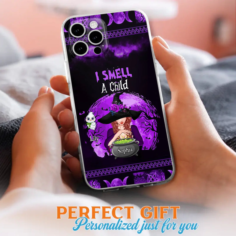 Custom Personalized Witch Phone Case - Upto 10 Children - Halloween Gift Idea for Family - I Smell Children - Case for iPhone/Samsung