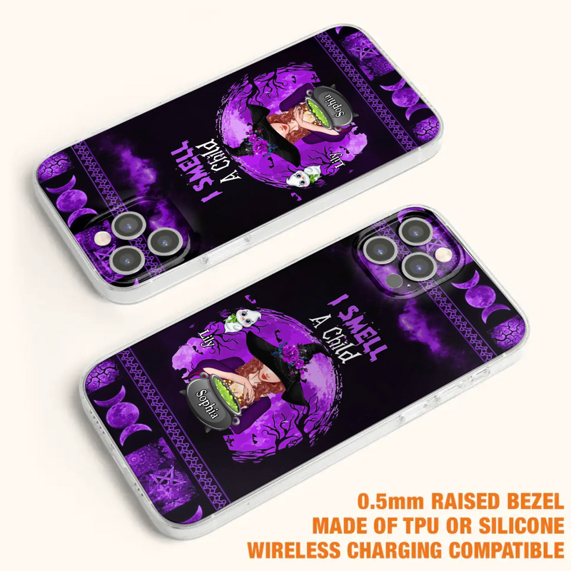 Custom Personalized Witch Phone Case - Upto 10 Children - Halloween Gift Idea for Family - I Smell Children - Case for iPhone/Samsung