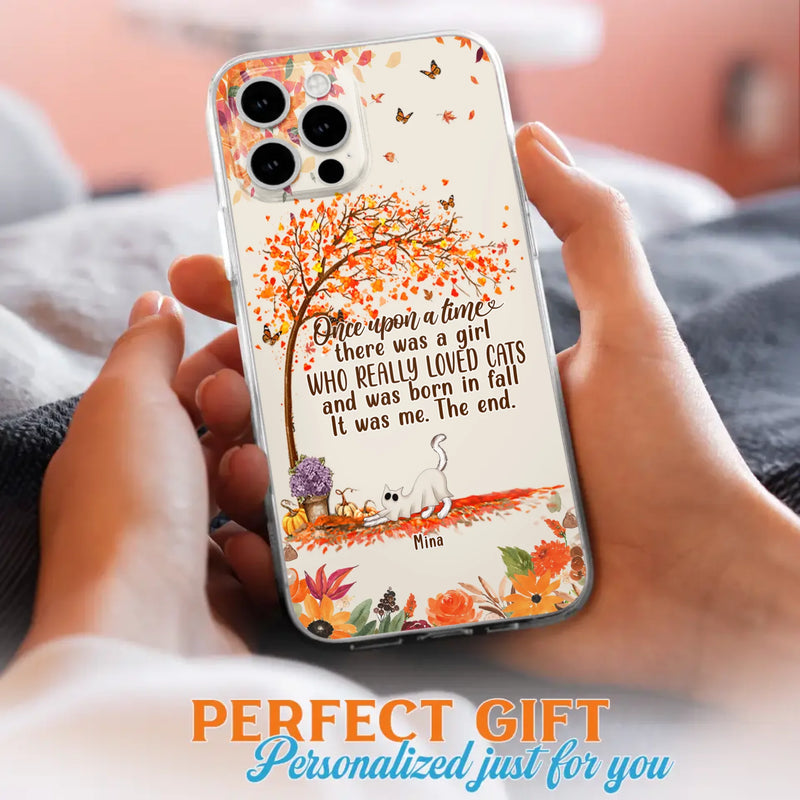 Custom Personalized Cat & Fall Phone Case - Upto 6 Cats - Autumn Gift For Cat Lover - Once Upon A Time - Case For iPhone And Samsung