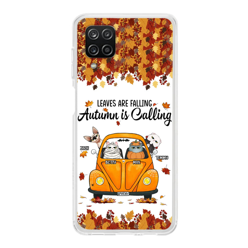 Custom Personalized Pet Phone Case - Gift Idea For Cat/Dog Lovers - Upto 4 Pets -  Case For iPhone/Samsung - Leaves Are Falling Autumn Is Calling