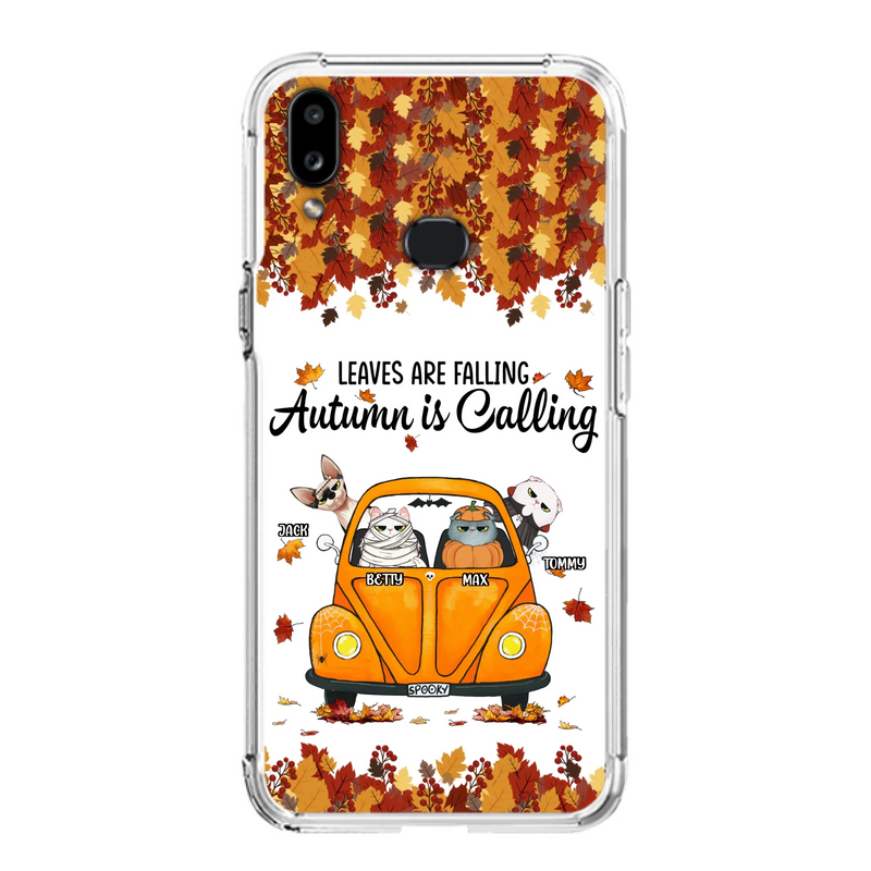 Custom Personalized Pet Phone Case - Gift Idea For Cat/Dog Lovers - Upto 4 Pets -  Case For iPhone/Samsung - Leaves Are Falling Autumn Is Calling