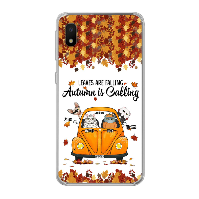 Custom Personalized Pet Phone Case - Gift Idea For Cat/Dog Lovers - Upto 4 Pets -  Case For iPhone/Samsung - Leaves Are Falling Autumn Is Calling