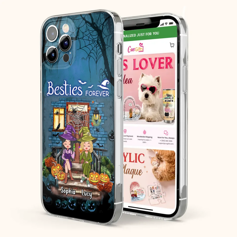 Custom Personalized Halloween Friend Phone Case - Upto 5 Friends - Halloween Gift Idea for Friends/Sisters - Besties Forever - Case for iPhone/Samsung