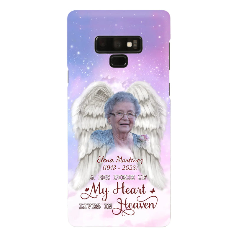 Custom Personalized Memorial Photo Phone Case - Memorial Gift Idea for Family - A Big Piece Of My Heart Lives In Heaven - Case for iPhone/Samsung