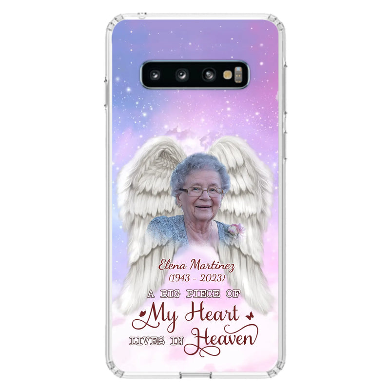 Custom Personalized Memorial Photo Phone Case - Memorial Gift Idea for Family - A Big Piece Of My Heart Lives In Heaven - Case for iPhone/Samsung