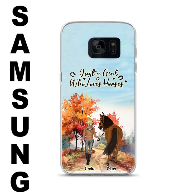 Custom Personalized Horse Girl Fall Season Phone Case - Gift Idea For Horse Lovers - Up To 6 Horses - Just A Girl Who Loves Horses - Cases For iPhone/Samsung