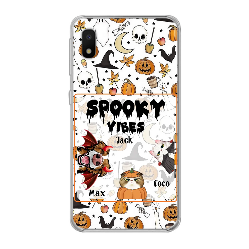 Custom Personalized Halloween Pet Phone Case - Upto 3 Pets - Gift Idea For Dog/Cat Owners -  Spooky Vibes - Case for iPhone/Samsung