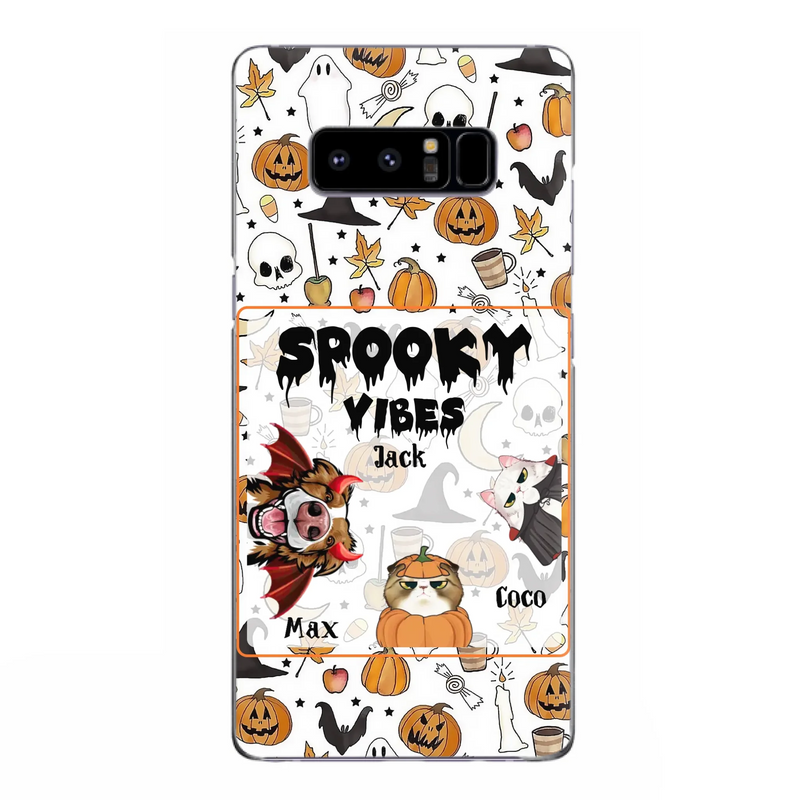 Custom Personalized Halloween Pet Phone Case - Upto 3 Pets - Gift Idea For Dog/Cat Owners -  Spooky Vibes - Case for iPhone/Samsung