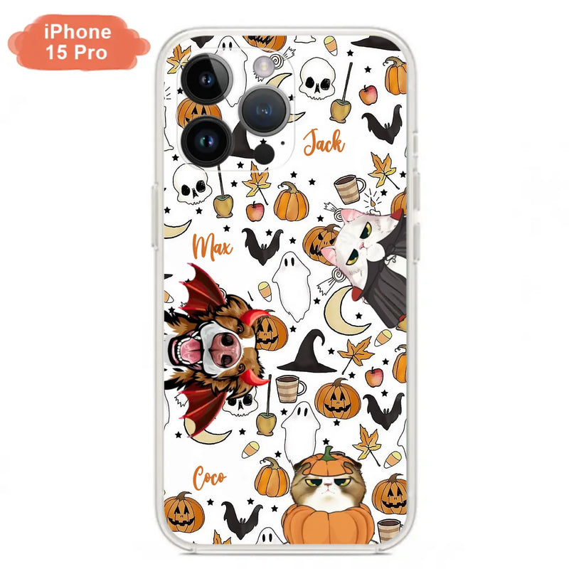 Custom Personalized Halloween Pet Phone Case - Upto 3 Pets - Gift Idea For Dog/Cat Owners - Case for iPhone/Samsung