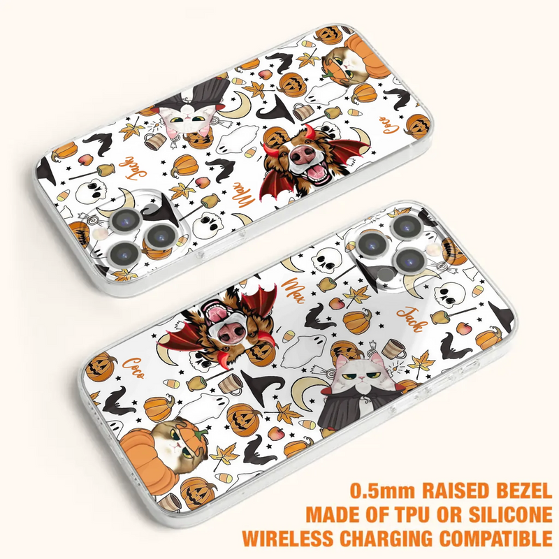 Custom Personalized Halloween Pet Phone Case - Upto 3 Pets - Gift Idea For Dog/Cat Owners - Case for iPhone/Samsung
