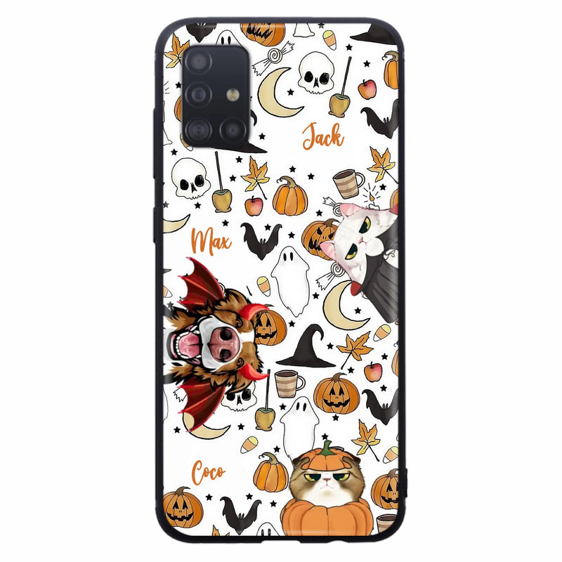 Custom Personalized Halloween Pet Phone Case - Upto 3 Pets - Gift Idea For Dog/Cat Owners - Case for iPhone/Samsung