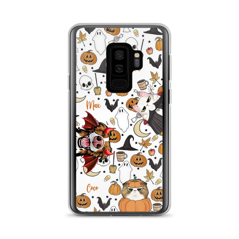 Custom Personalized Halloween Pet Phone Case - Upto 3 Pets - Gift Idea For Dog/Cat Owners - Case for iPhone/Samsung