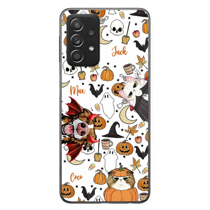 Custom Personalized Halloween Pet Phone Case - Upto 3 Pets - Gift Idea For Dog/Cat Owners - Case for iPhone/Samsung