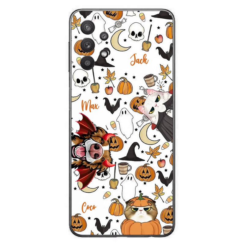Custom Personalized Halloween Pet Phone Case - Upto 3 Pets - Gift Idea For Dog/Cat Owners - Case for iPhone/Samsung