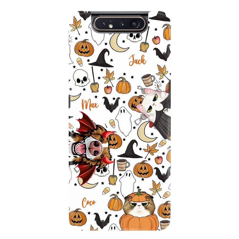 Custom Personalized Halloween Pet Phone Case - Upto 3 Pets - Gift Idea For Dog/Cat Owners - Case for iPhone/Samsung