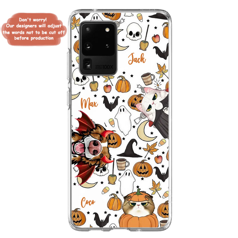 Custom Personalized Halloween Pet Phone Case - Upto 3 Pets - Gift Idea For Dog/Cat Owners - Case for iPhone/Samsung