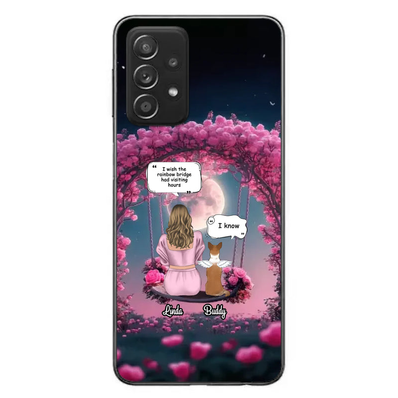 Custom Memorial Dog Mom Phone Case - Upto 4 Dogs - Memorial Gift Idea For Dog Owners - I Wish The Rainbow Bridge Had Visiting Hours - Case For iPhone/Samsung
