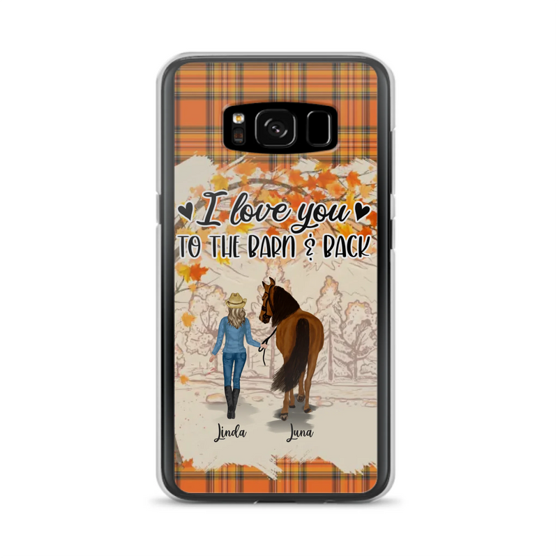 Personalized Horse Girl Phone Case - Gift Idea For Horse Lovers - Up To 6 Horses - I Love You To The Barn & Back - Cases For iPhone/Samsung