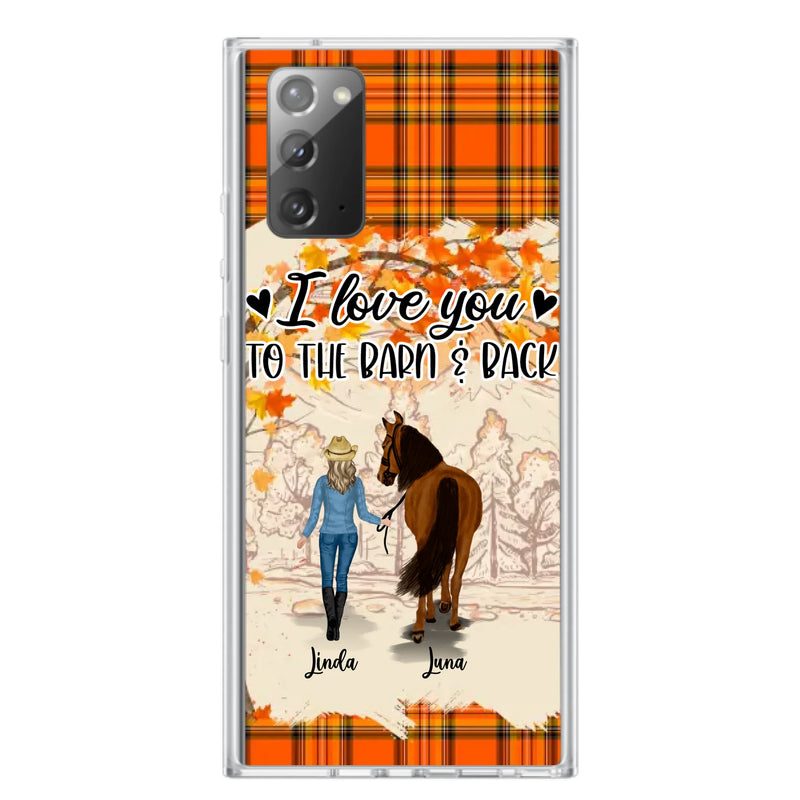 Personalized Horse Girl Phone Case - Gift Idea For Horse Lovers - Up To 6 Horses - I Love You To The Barn & Back - Cases For iPhone/Samsung