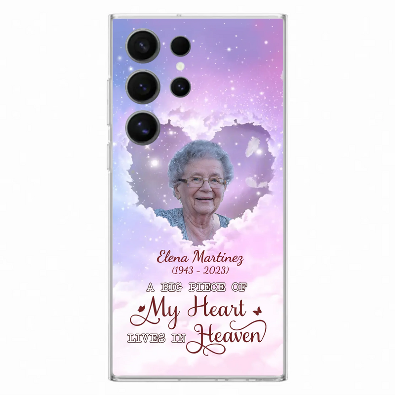 Custom Personalized Memorial Photo Phone Case - Memorial Gift For Family Member - Upload Photo - Case For iPhone/Samsung - A Big Piece Of My Heart Lives In Heaven