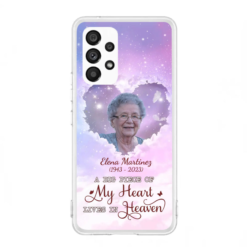 Custom Personalized Memorial Photo Phone Case - Memorial Gift For Family Member - Upload Photo - Case For iPhone/Samsung - A Big Piece Of My Heart Lives In Heaven