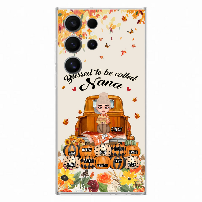 Custom Personalized Grandma Autumn Phone Case - Gift Idea For Grandma - Upto 10 Kids -  Case For iPhone/Samsung - Blessed To Be Called Nana