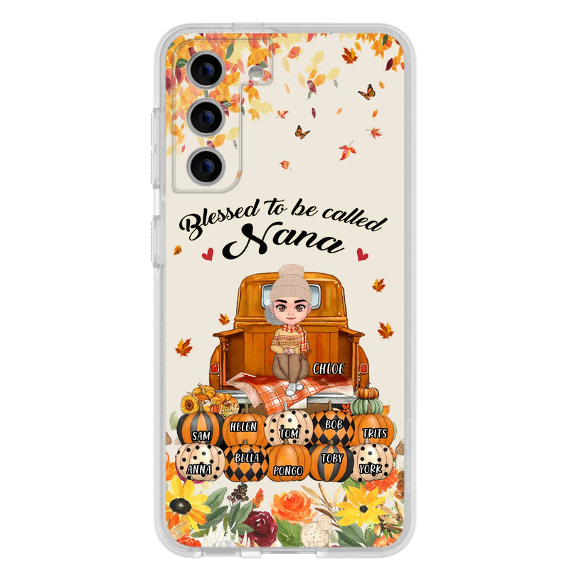 Custom Personalized Grandma Autumn Phone Case - Gift Idea For Grandma - Upto 10 Kids -  Case For iPhone/Samsung - Blessed To Be Called Nana