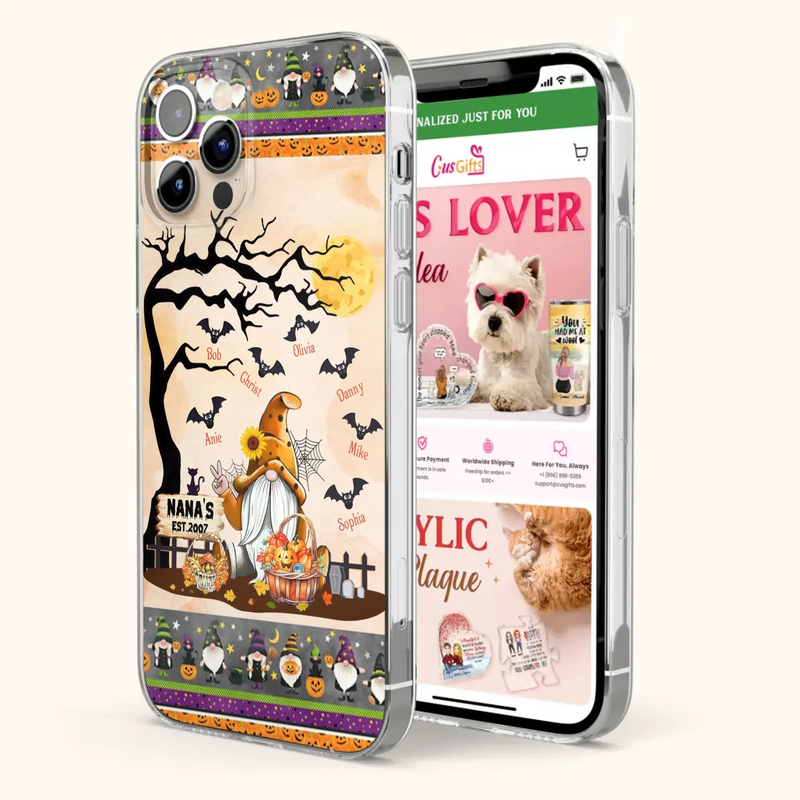 Custom Personalized Boo Grandma Phone Case - Halloween Gift For Grandma - Upto 7 Kids - Case For iPhone/ Samsung