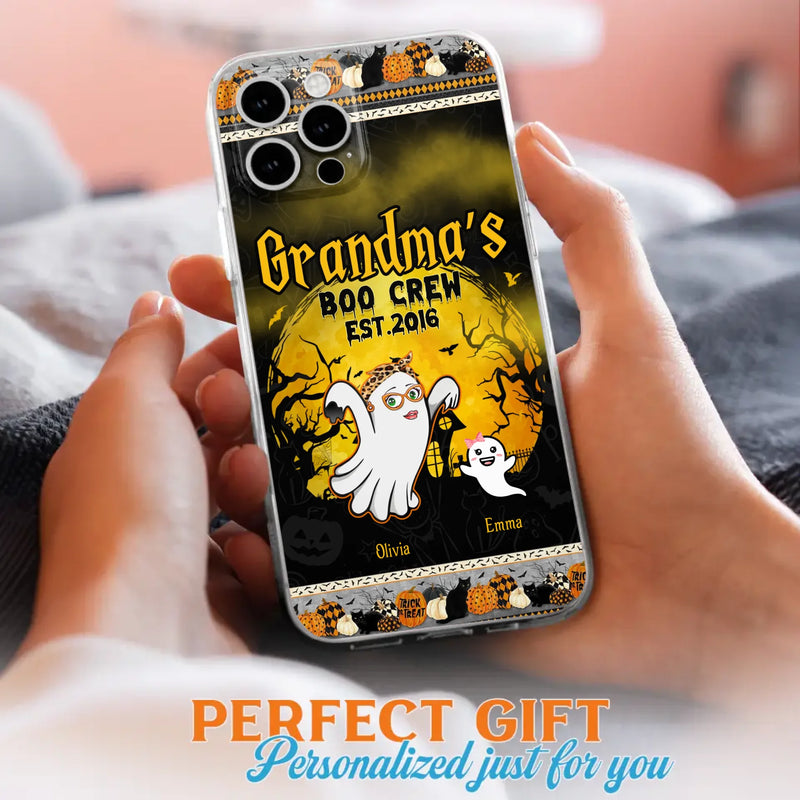 Custom Personalized Grandma Phone Case - Halloween Gift For Grandma - Upto 7 Kids - Grandma's Boo Crew - Case For iPhone/ Samsung