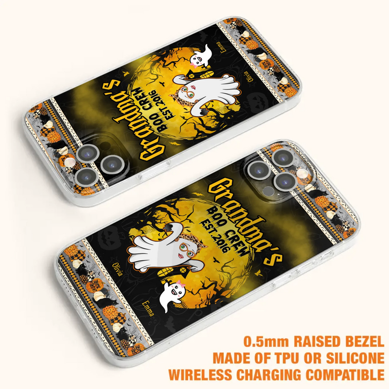 Custom Personalized Grandma Phone Case - Halloween Gift For Grandma - Upto 7 Kids - Grandma's Boo Crew - Case For iPhone/ Samsung