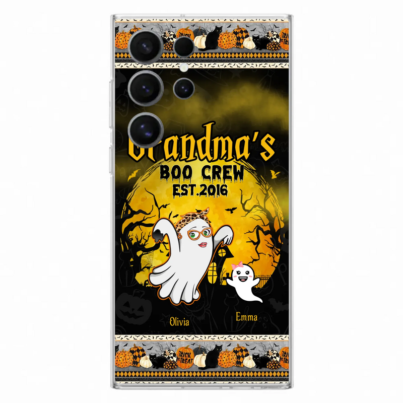 Custom Personalized Grandma Phone Case - Halloween Gift For Grandma - Upto 7 Kids - Grandma's Boo Crew - Case For iPhone/ Samsung