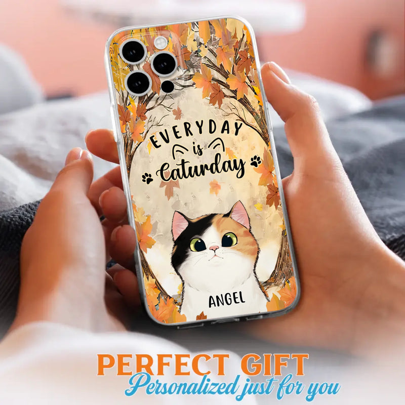 Custom Personalized Cat Phone Case For iPhone And Samsung - Gift Idea For Cat Lover - Up to 6 Cats - Everyday Is Caturday