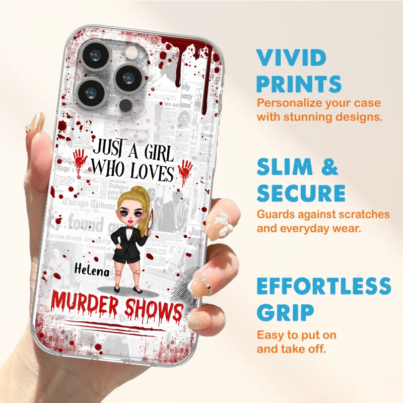 Personalized Witch Phone Case - Gift Idea For Witch Lover/ Halloween - Just A Girl Who Loves Murder Shows - Case For iPhone/Samsung