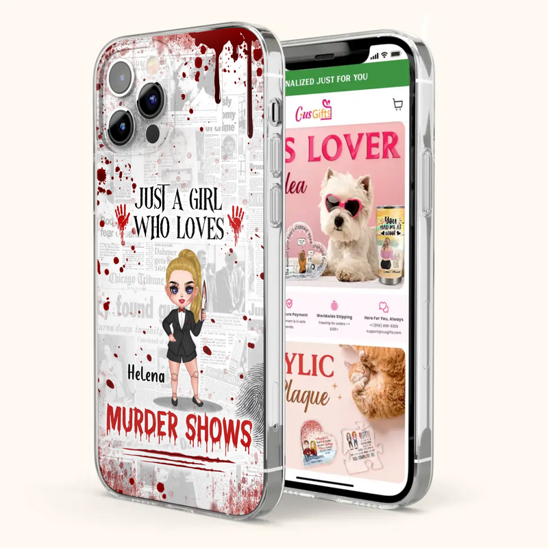 Personalized Witch Phone Case - Gift Idea For Witch Lover/ Halloween - Just A Girl Who Loves Murder Shows - Case For iPhone/Samsung