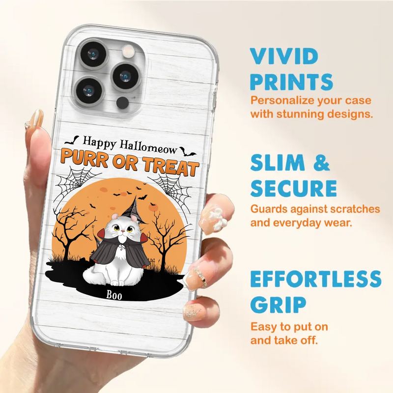 Custom Personalized Meowloween Phone Case - Up to 6 Cats - Halloween Gift Idea for Cat Lovers - Happy Hallomeow - Case for iPhone/Samsung