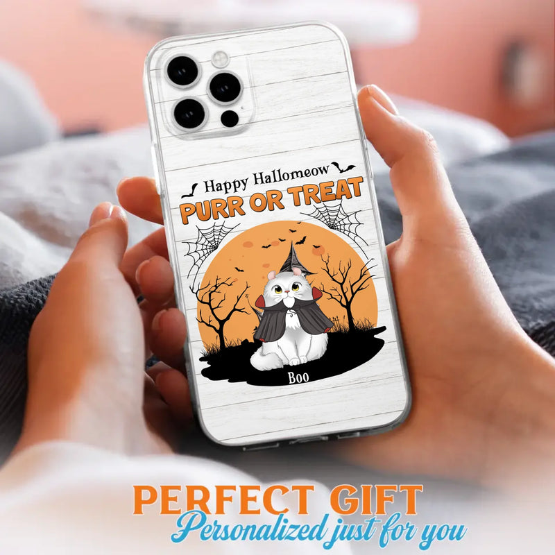 Custom Personalized Meowloween Phone Case - Up to 6 Cats - Halloween Gift Idea for Cat Lovers - Happy Hallomeow - Case for iPhone/Samsung