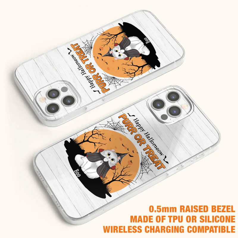 Custom Personalized Meowloween Phone Case - Up to 6 Cats - Halloween Gift Idea for Cat Lovers - Happy Hallomeow - Case for iPhone/Samsung