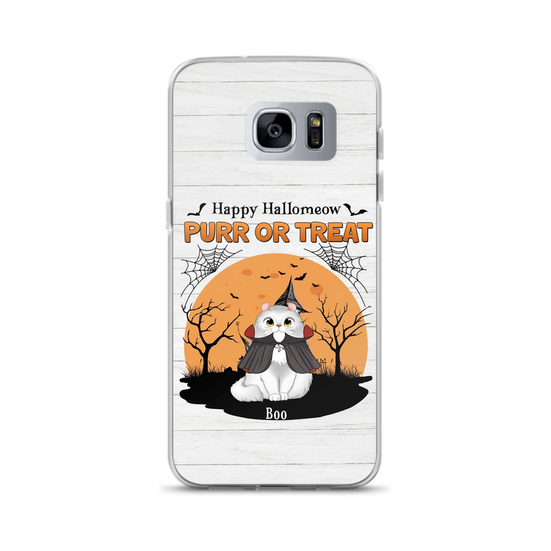 Custom Personalized Meowloween Phone Case - Up to 6 Cats - Halloween Gift Idea for Cat Lovers - Happy Hallomeow - Case for iPhone/Samsung