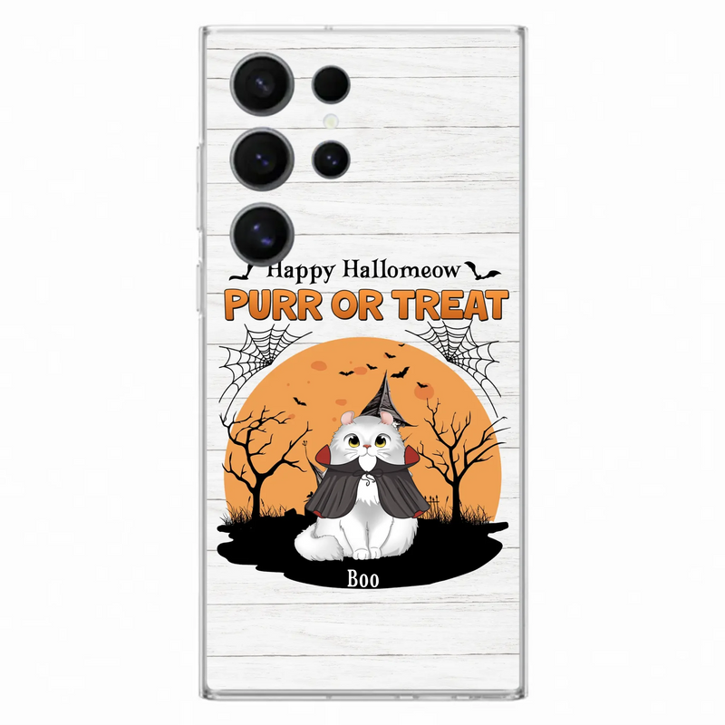 Custom Personalized Meowloween Phone Case - Up to 6 Cats - Halloween Gift Idea for Cat Lovers - Happy Hallomeow - Case for iPhone/Samsung