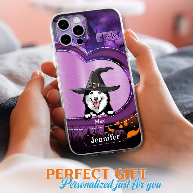 Custom Personalized Dog Halloween Phone Case - Gift Idea For Dog Lover/ Halloween - Upto 3 Dogs -  Case For iPhone/Samsung