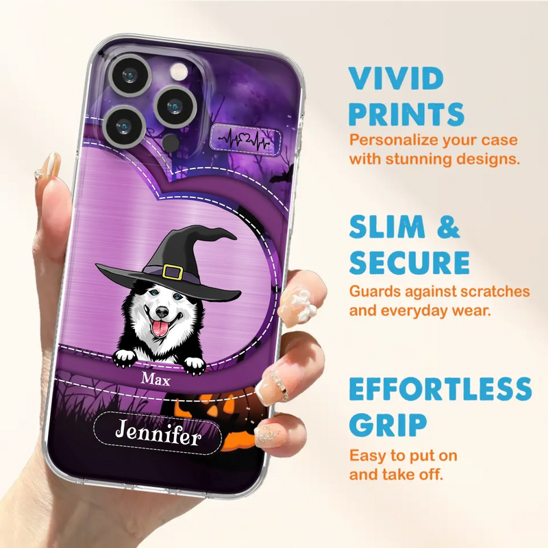 Custom Personalized Dog Halloween Phone Case - Gift Idea For Dog Lover/ Halloween - Upto 3 Dogs -  Case For iPhone/Samsung
