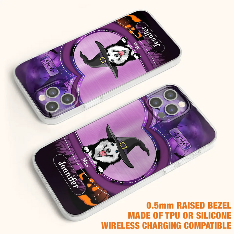 Custom Personalized Dog Halloween Phone Case - Gift Idea For Dog Lover/ Halloween - Upto 3 Dogs -  Case For iPhone/Samsung
