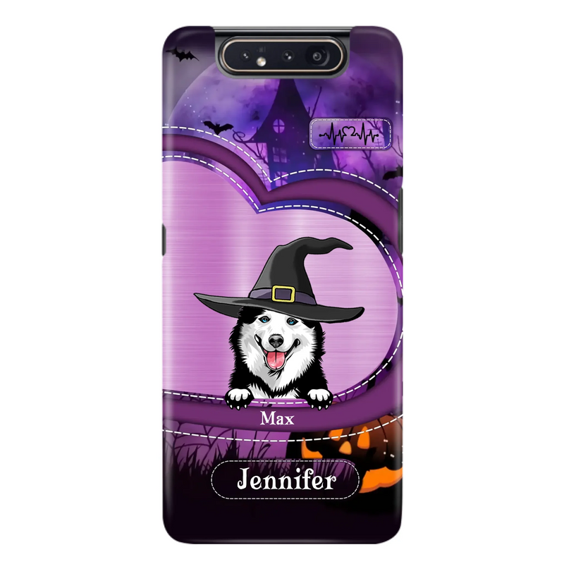 Custom Personalized Dog Halloween Phone Case - Gift Idea For Dog Lover/ Halloween - Upto 3 Dogs -  Case For iPhone/Samsung