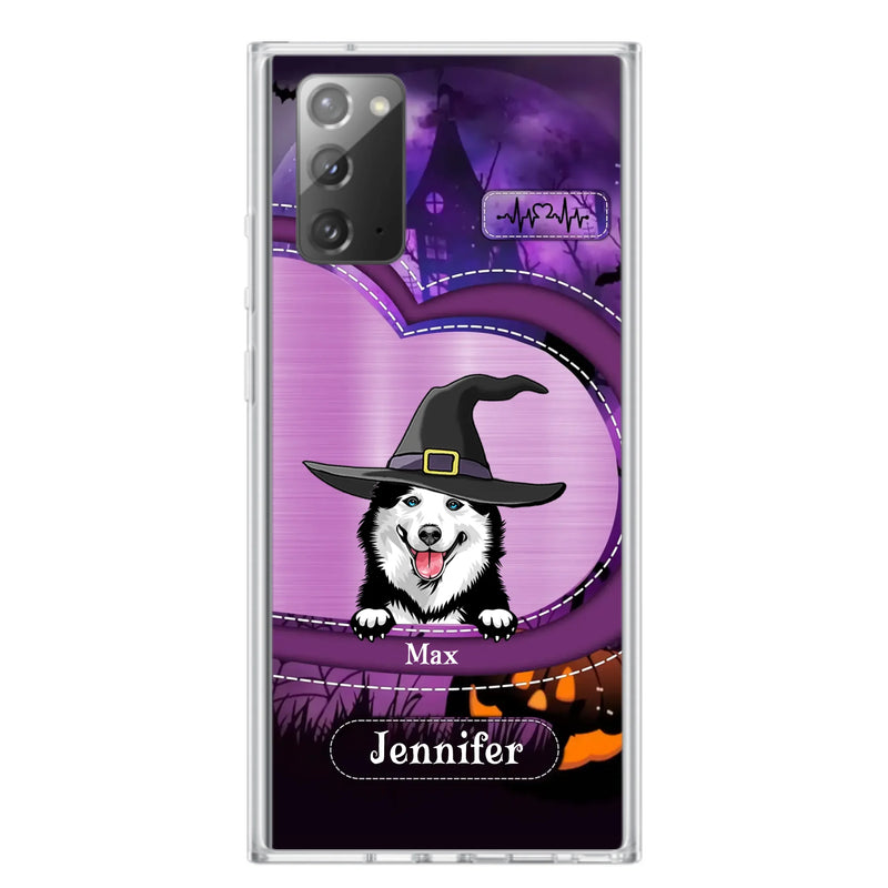 Custom Personalized Dog Halloween Phone Case - Gift Idea For Dog Lover/ Halloween - Upto 3 Dogs -  Case For iPhone/Samsung
