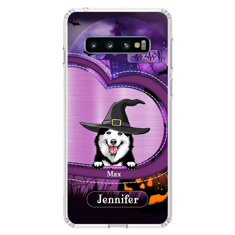 Custom Personalized Dog Halloween Phone Case - Gift Idea For Dog Lover/ Halloween - Upto 3 Dogs -  Case For iPhone/Samsung