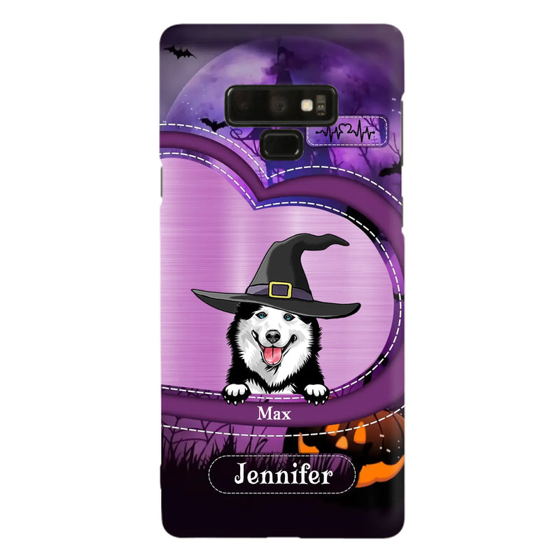 Custom Personalized Dog Halloween Phone Case - Gift Idea For Dog Lover/ Halloween - Upto 3 Dogs -  Case For iPhone/Samsung